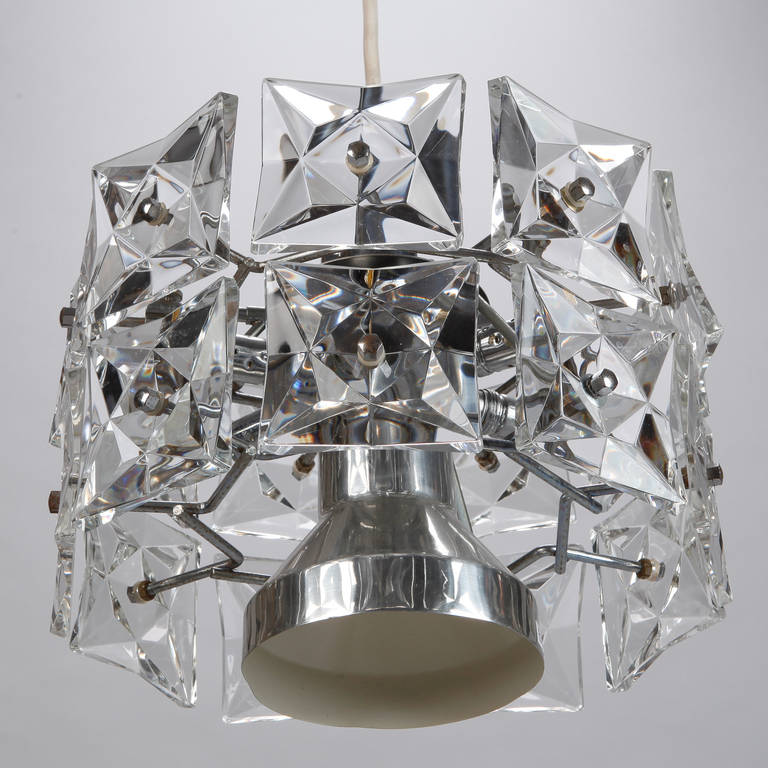 Kinkeldey Crystal Fixture with Chrome and Nickel Base In Good Condition For Sale In Troy, MI