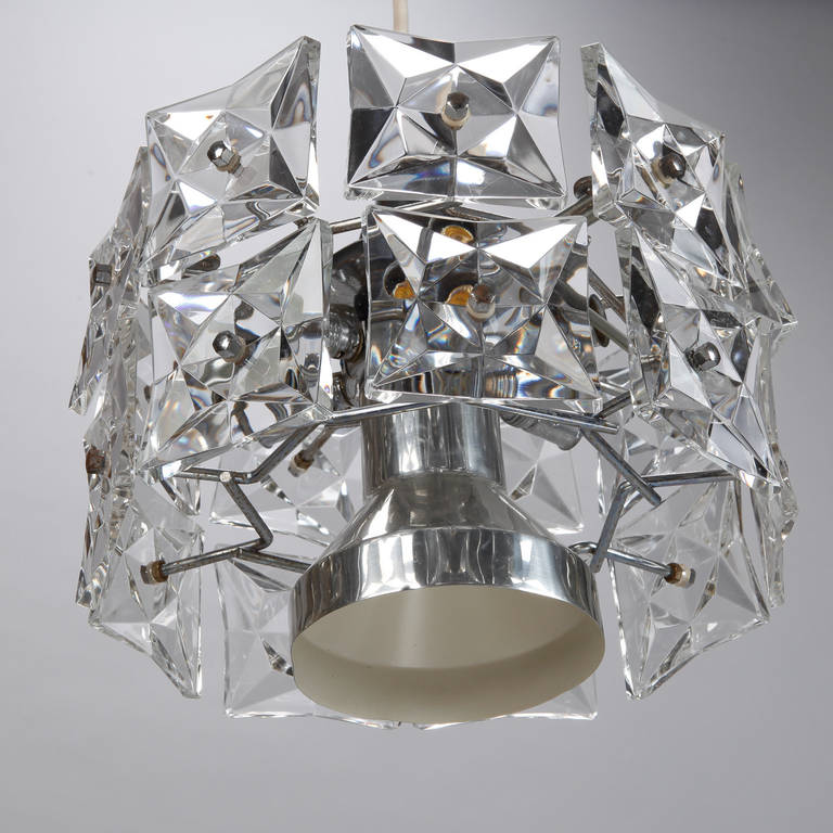 Kinkeldey Crystal Fixture with Chrome and Nickel Base For Sale 1