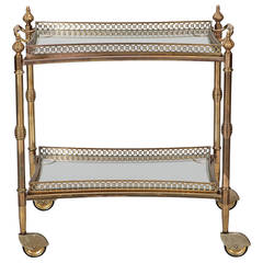 Two Tier Brass and Glass Serving Trolley with Removable Tray 7
