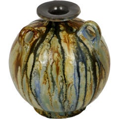 Antique Roger Guerin Signed Tri Handle Vase
