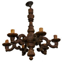 Dutch Six Light Carved Wood Chandelier