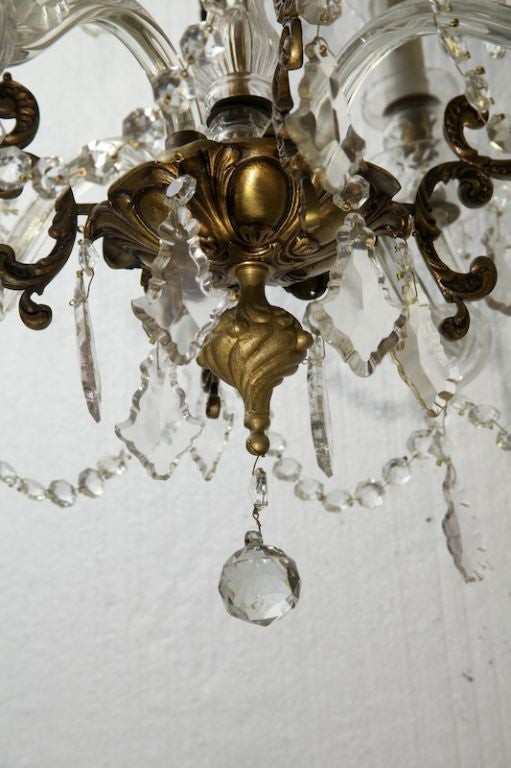 French Four-Light Crystal Chandelier with Glass Arms 2
