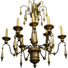 Large Italian Twelve-Light Gilt Wood Chandelier 6