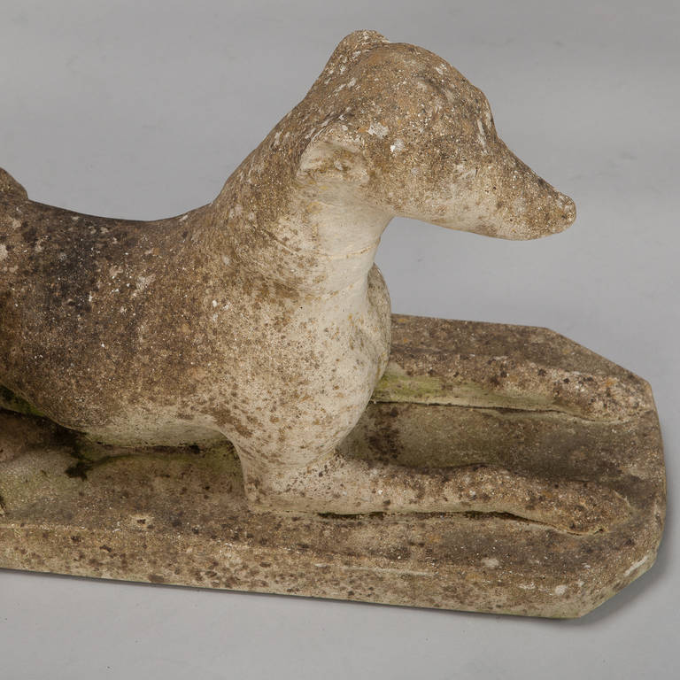British Pair of English Stone Garden Whippet Dog Statues