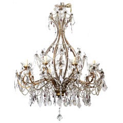 Italian Crystal Chandelier with Heavy Beading and Crystal Flower