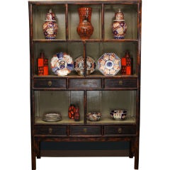 Circa 1900 Large Black  Chinese Shelf Unit