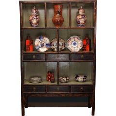 Antique Circa 1900 Large Black  Chinese Shelf Unit