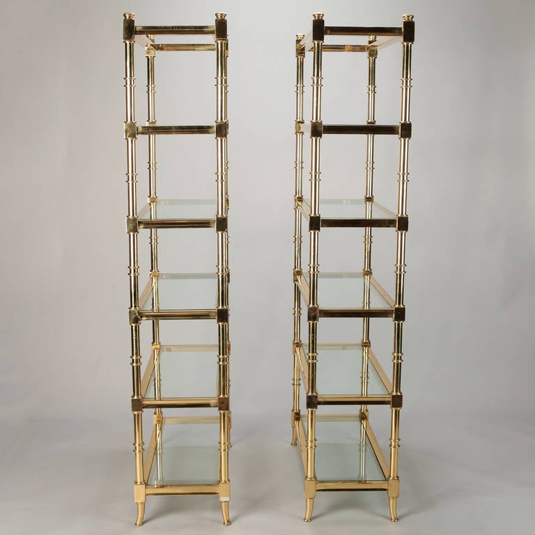Pair of Midcentury Italian Brass and Glass Étagères 1