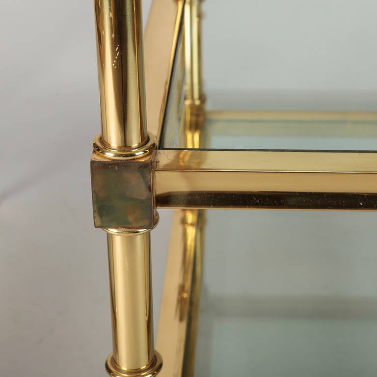 Pair of Midcentury Italian Brass and Glass Étagères 3