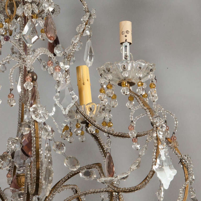 French Four Light Crystal Chandelier In Excellent Condition In Troy, MI