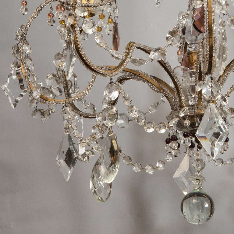 20th Century French Four Light Crystal Chandelier