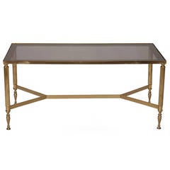 French Brass and Smoked Glass Cocktail Table 6