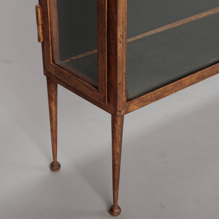 Mid-20th Century Mid Century Spanish Shallow Cabinet with Gilt Metal and Glass