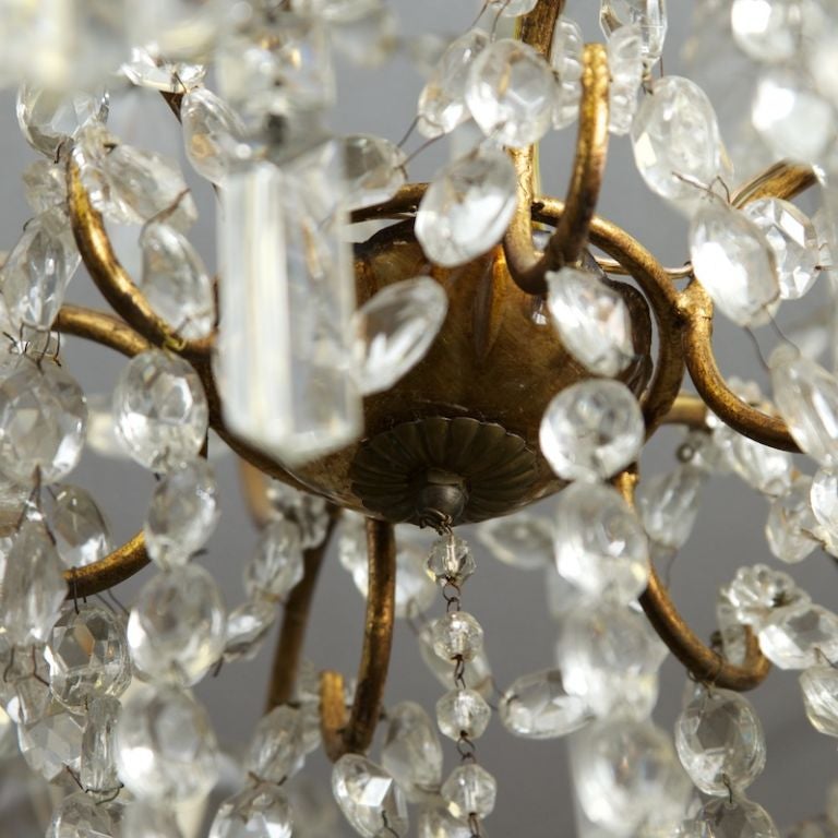 Six-Light Brass and Crystal Chandelier 1