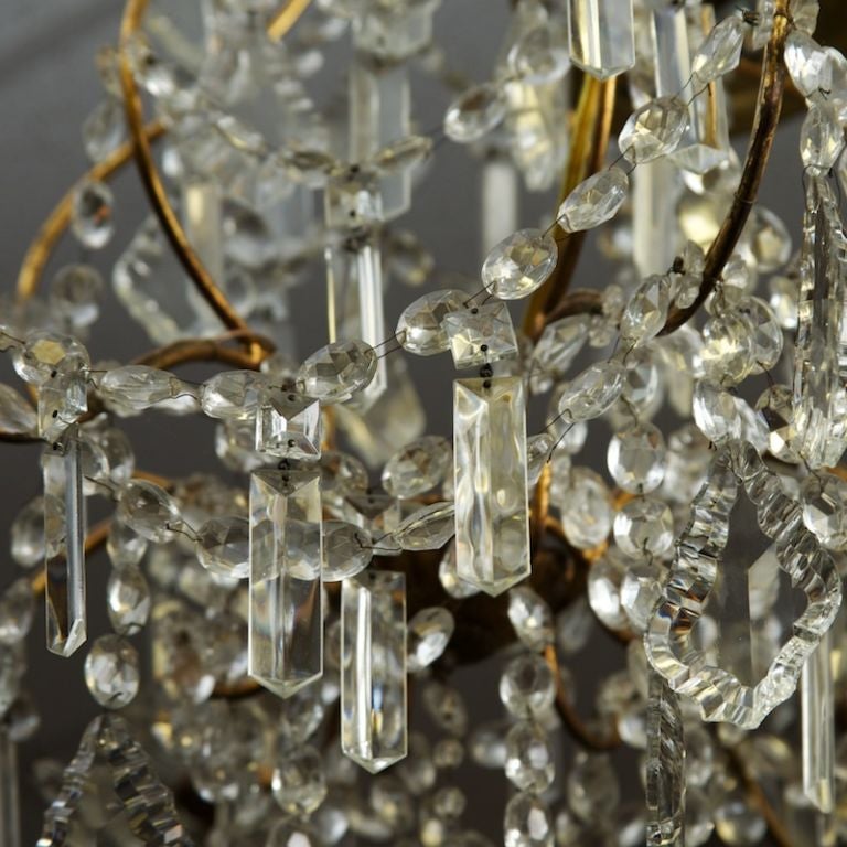 Six-Light Brass and Crystal Chandelier 2