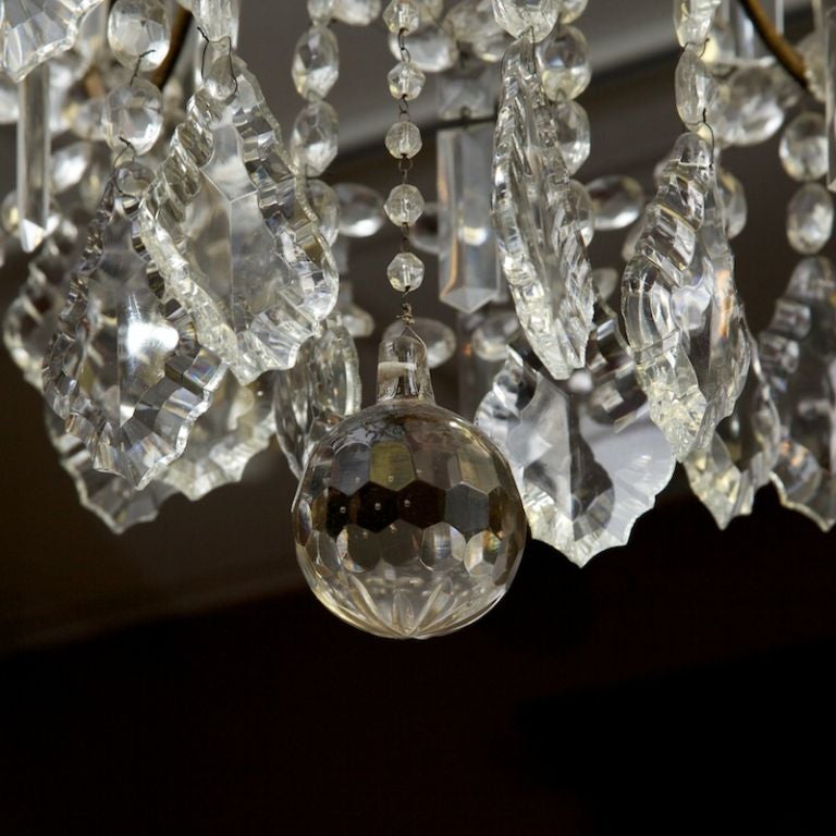 Six-Light Brass and Crystal Chandelier 3
