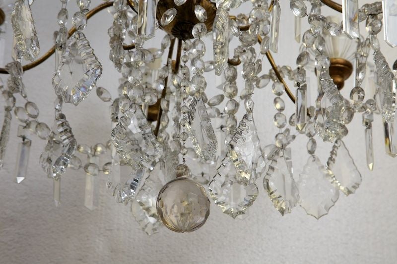 Six-Light Brass and Crystal Chandelier 5