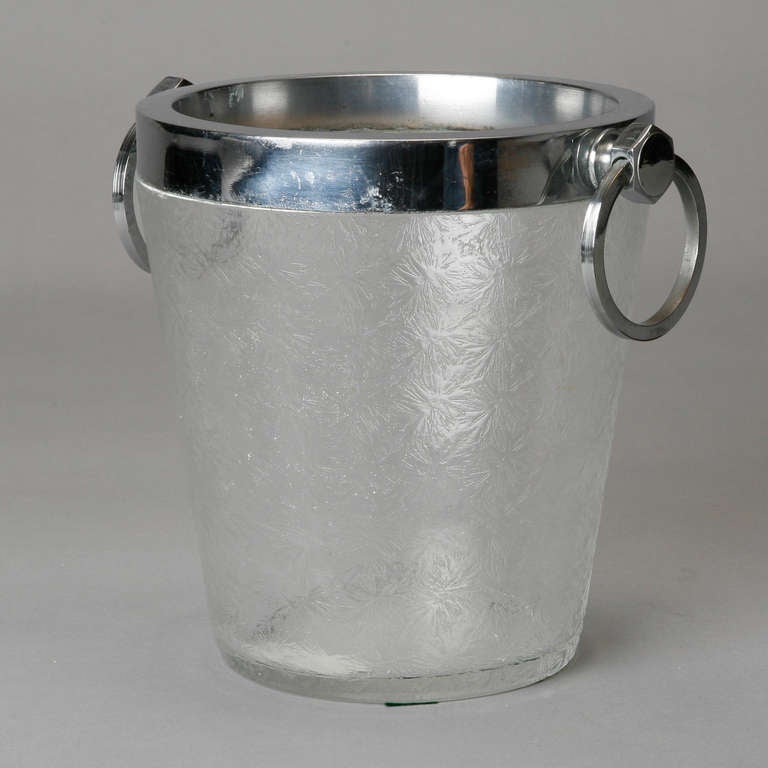 Mid-20th Century Art Deco Heavy Crystal Ice Bucket with Overall Design