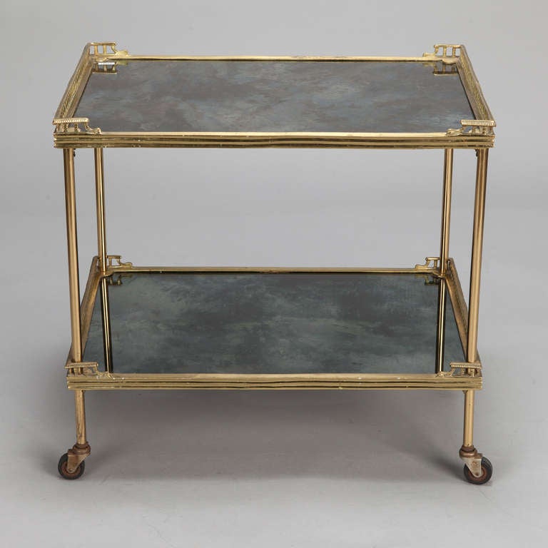 Neo Classical Gilded Bronze Trolley with Reverse Painted Glass