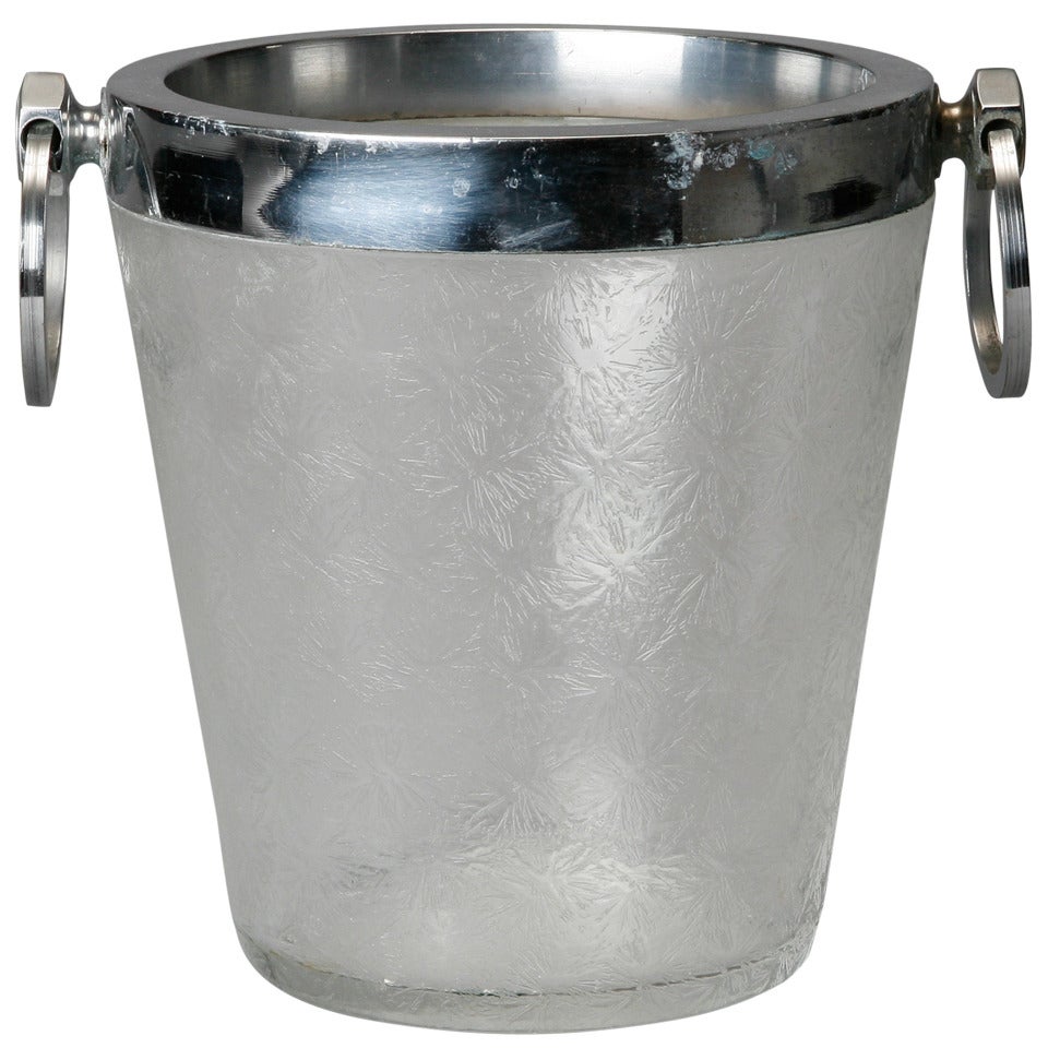 Art Deco Heavy Crystal Ice Bucket with Overall Design