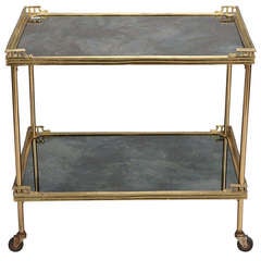 Neo Classical Gilded Bronze Trolley with Reverse Painted Glass
