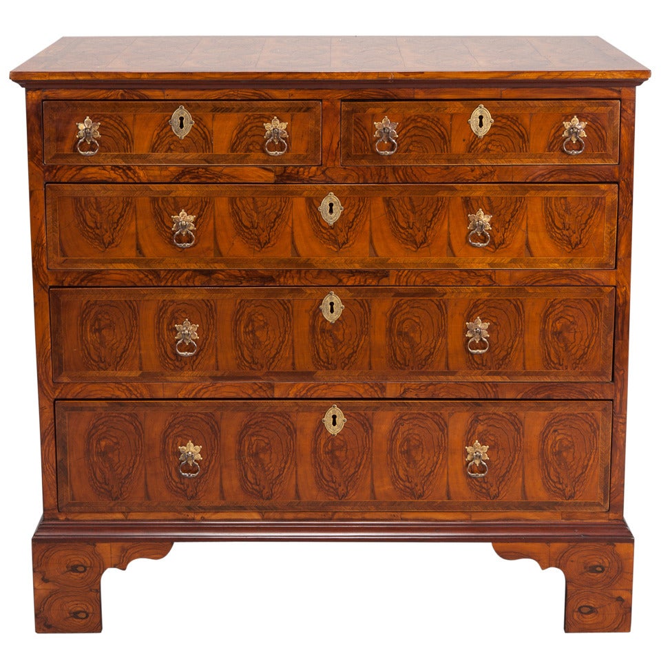 19th Century English Chest of Drawers With Oyster Veneer