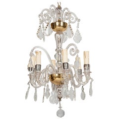 Small French Six Arm All Crystal Chandelier