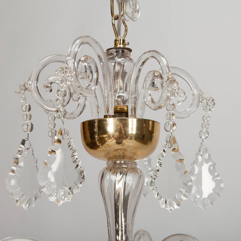 Small French Six Arm All Crystal Chandelier In Excellent Condition In Troy, MI