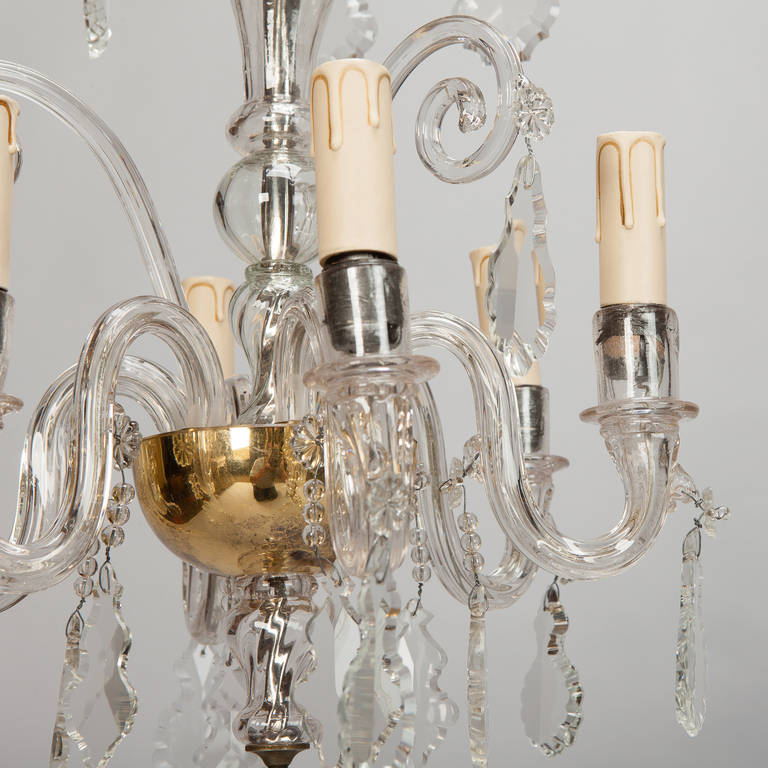 Small French Six Arm All Crystal Chandelier 2