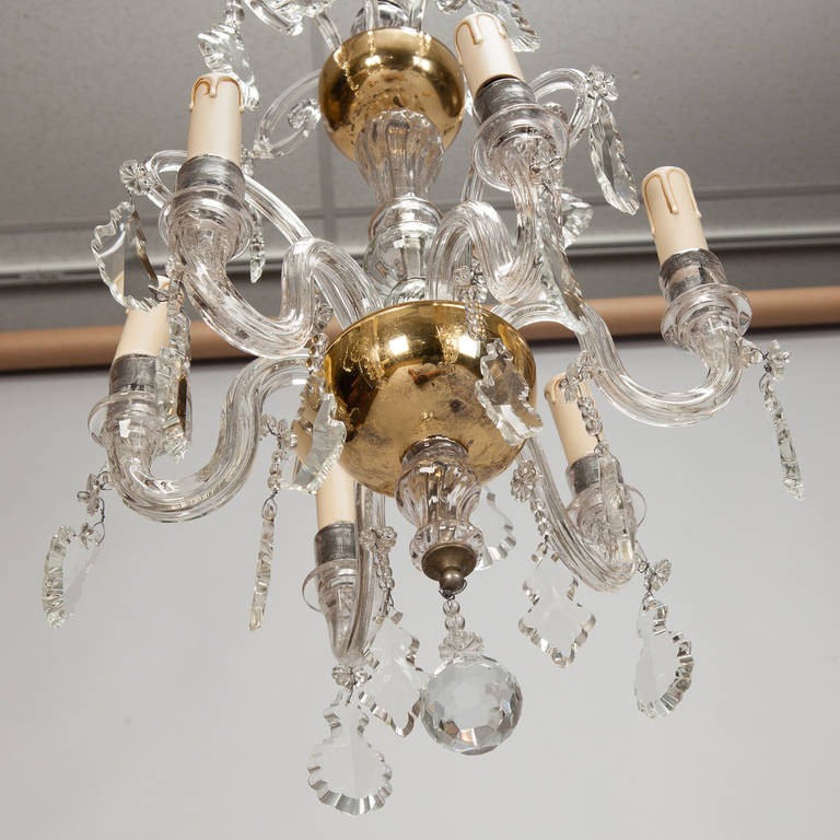 Small French Six Arm All Crystal Chandelier 3