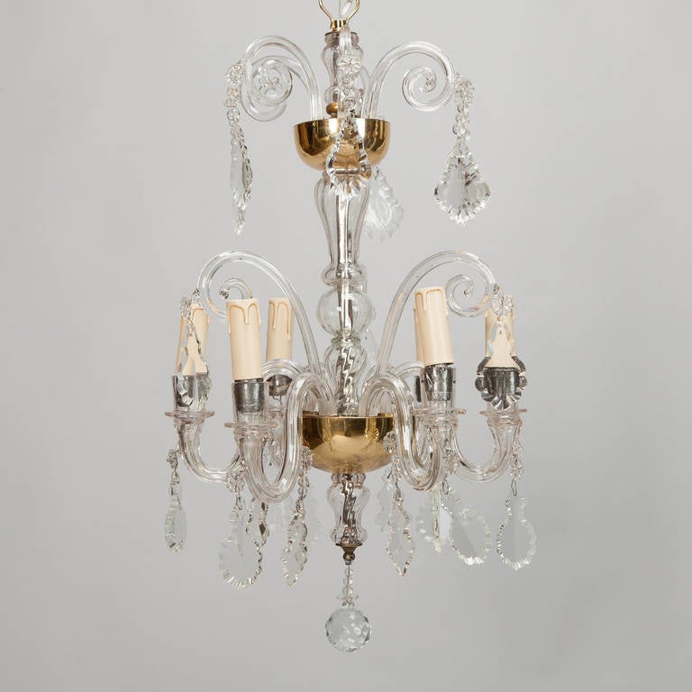 Small French Six Arm All Crystal Chandelier 4