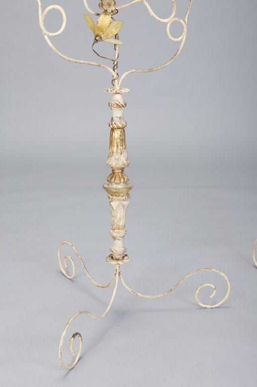 19th Century Pair Tall Three-Light Italian Candelabra with Antique Elements