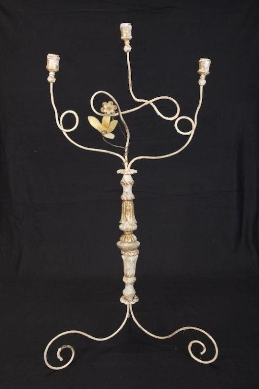 Pair Tall Three-Light Italian Candelabra with Antique Elements 4