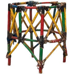 North African Frame Made With Painted Wood and Leather Bindings North African Frame Made With Painted Wood and Leather Bindings