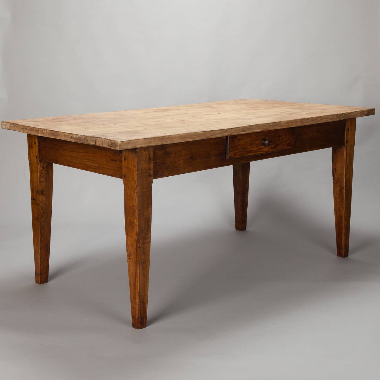 19th Century French Pine and Ash Table with Center Drawer 3