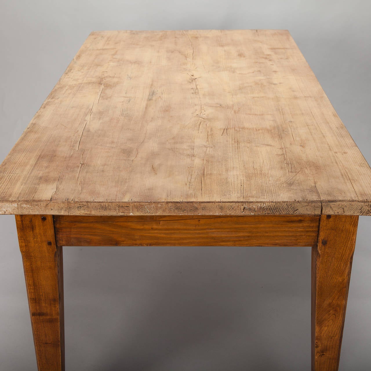 19th Century French Pine and Ash Table with Center Drawer 5