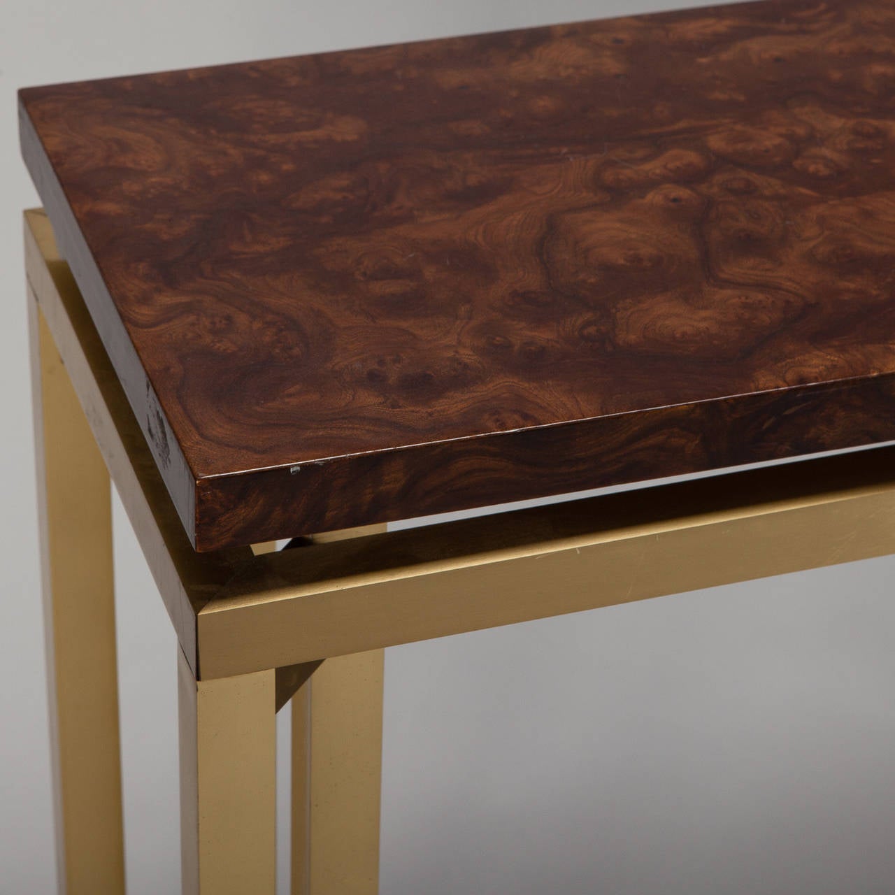 Console Lacquer Mid Century Italian Brass and Lacquered Wood Console at 1stDibs