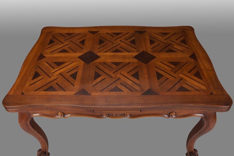 20th Century French Refractory Table With Inlay and Extensions