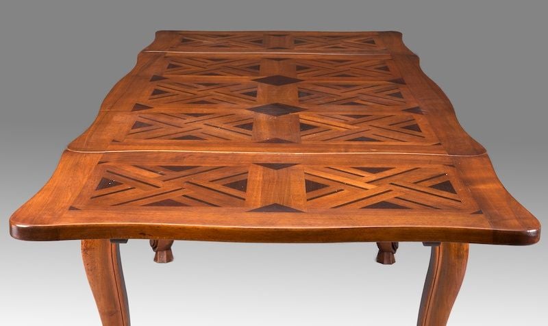 French Refractory Table With Inlay and Extensions 3