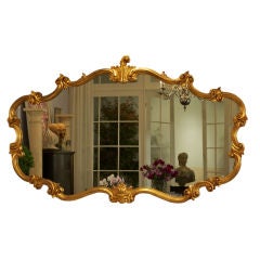 Antique 19th Century Italian Gilded and Scalloped Edge Mirror