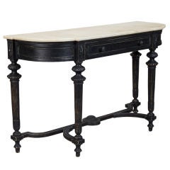Dutch Ebonised Console with White Marble Top