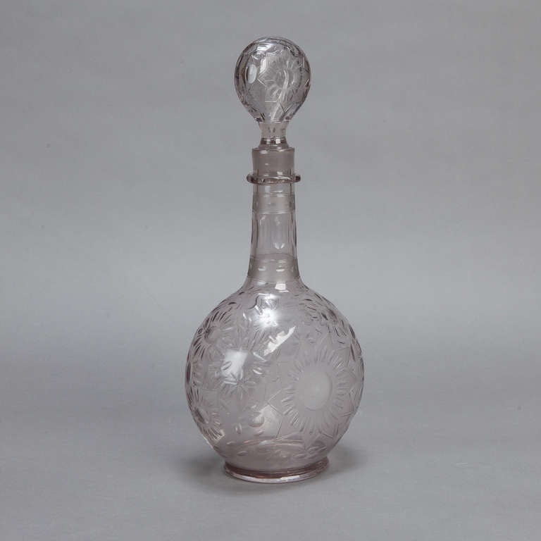 Unknown Large Hand Blown Crystal Decanter