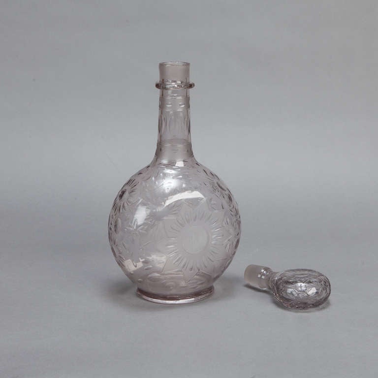 Mid-20th Century Large Hand Blown Crystal Decanter
