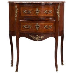 Regency Style Brass-Mounted Small Two-Drawer Chest with Marble Top