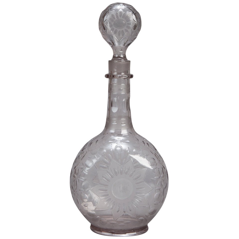 Large Hand Blown Crystal Decanter