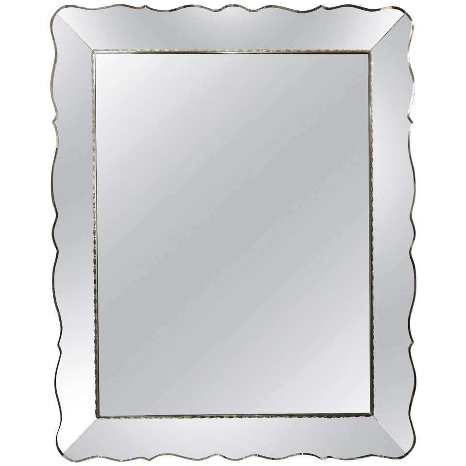 Large Rectangular Scallop Edge Venetian Mirror