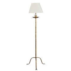 Antique Spanish Gilded Metal Faux Bamboo Floor Lamp