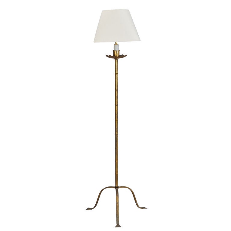 Spanish Gilded Metal Faux Bamboo Floor Lamp