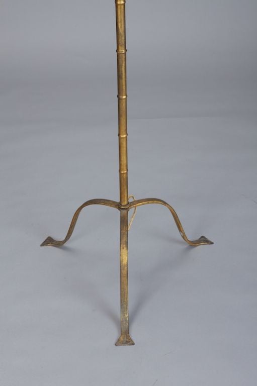 20th Century Spanish Gilded Metal Faux Bamboo Floor Lamp