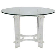 Lucite Base Table with Round Glass Top